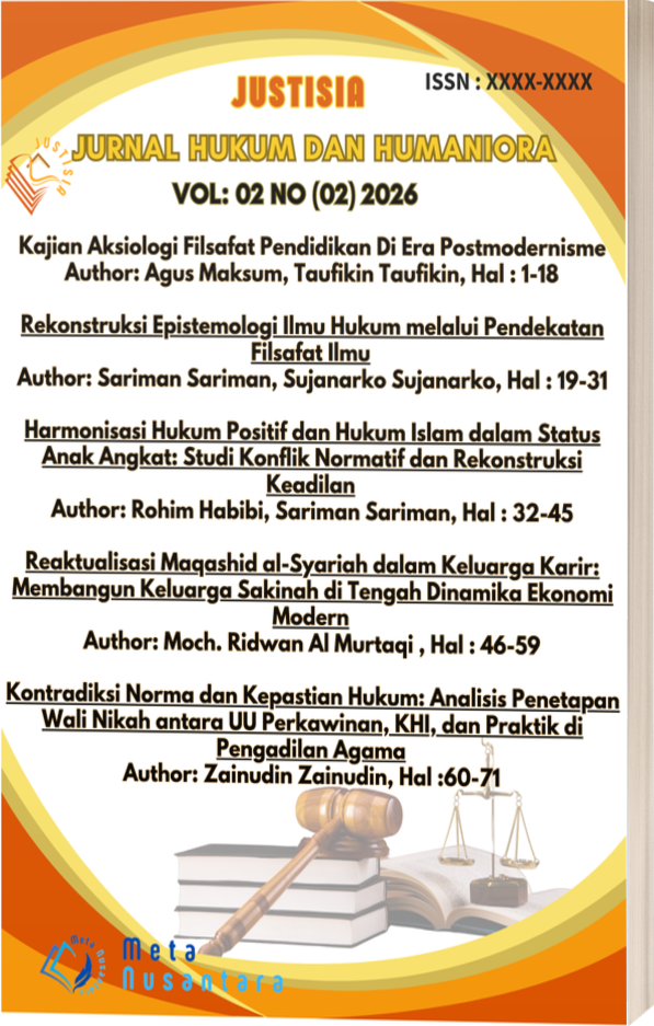 					View Vol. 2 No. 02 (2026): Justisia: Jurnal Hukum dan Humaniora
				
