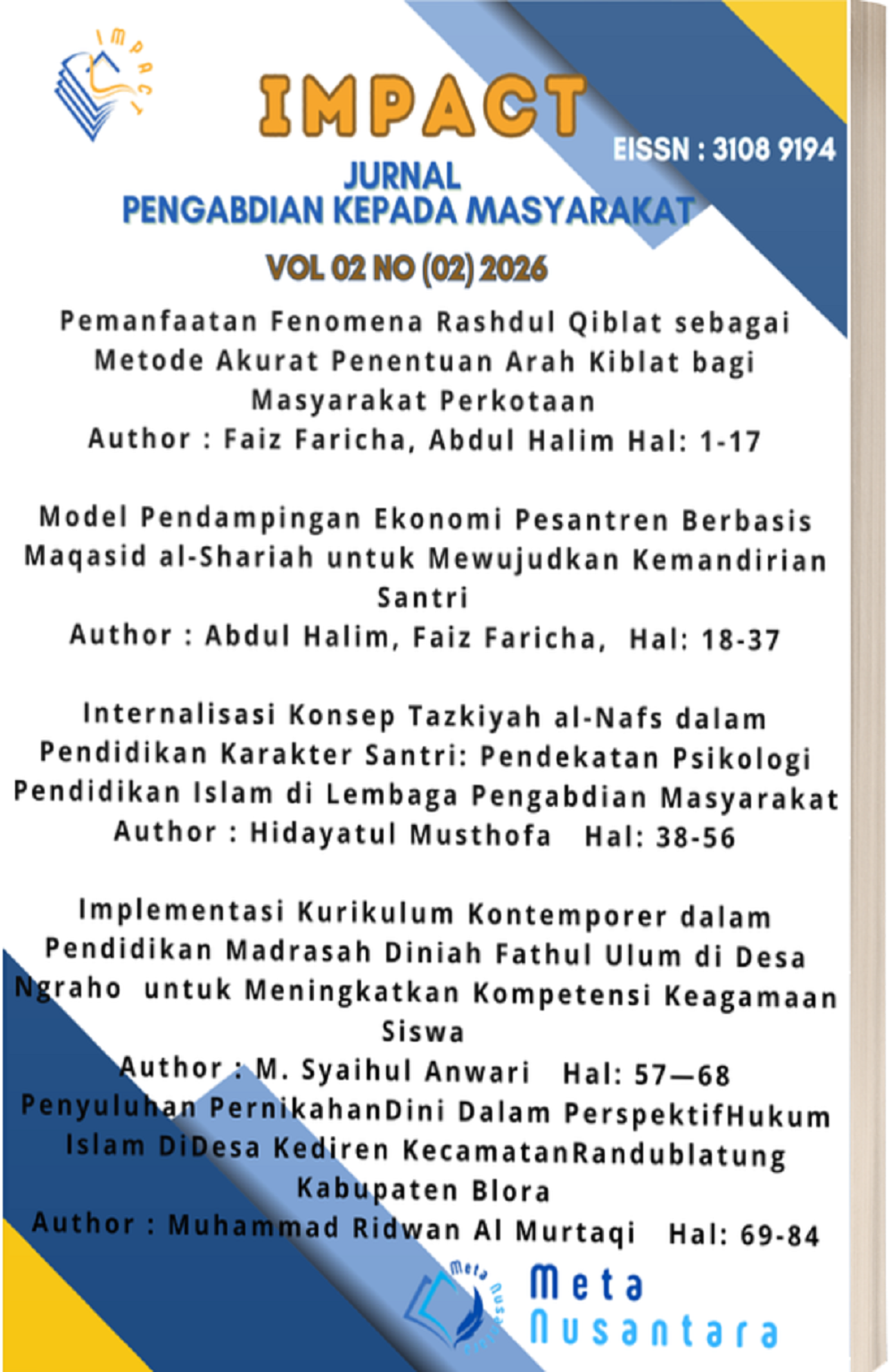 					View Vol. 2 No. 02 (2026): Impact: Jurnal Pengabdian Kepada Masyarakat 
				